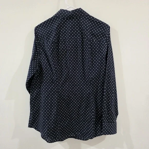 Talbots Womens Polka Dot Button Up Top 14W Wrinkle Resistant Business Casual - Picture 4 of 7